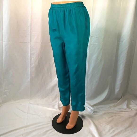 SECOND WIND VINTAGE SILK PANT LINED ELASTIC WAISTBAND HIGH RISE TROUSER WOMEN 10 - Picture 15 of 16